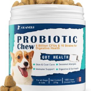 Probiotics for Dogs - Dog Probiotics with Prebiotics & Digestive Enzymes, Support Cut Health, Digestive Health & Immune System, Diarrhea & Allergy Itch Relief, 180 Soft Chews