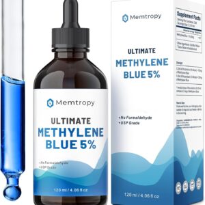 Methylene Blue Pharmaceutical Grade 4.06 fl oz (120 mL), 99% Purity Supplement for Humans, Formaldehyde-Free, Alcohol-Free, Glass Bottle